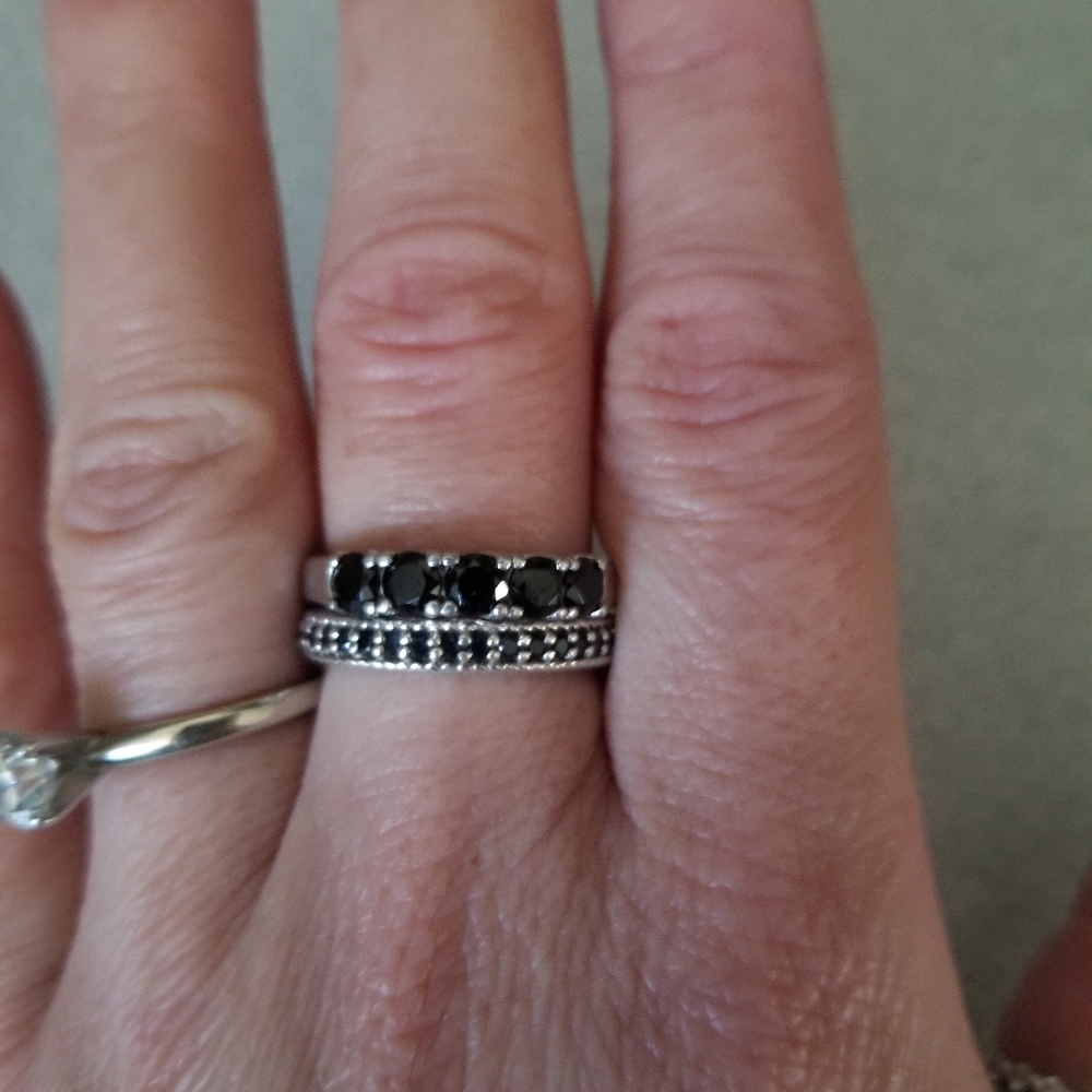 Black sapphire ring 925